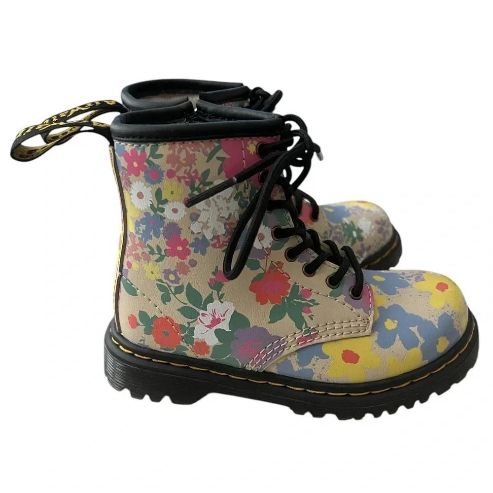 NWOB Dr. Martens Youth Pascal Floral Mashup Backband Boots c8